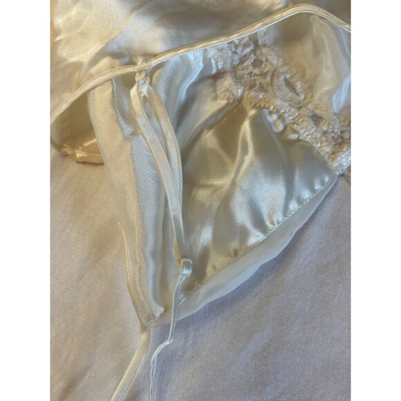 90’s Victorias Secret L Ivory Satin Lace Chemise VTG Silky Ballerina Slip Dress - Picture 8 of 10